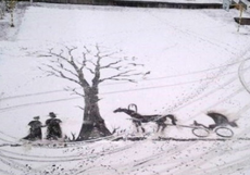 Ижевский дворник, рисующий на снегу картины, стал обладателем престижной французской премии