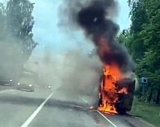 В Удмуртии на трассе сгорел рейсовый автобус