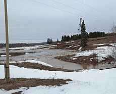 В Глазовском районе подтопило грунтовую дорогу между двумя деревнями